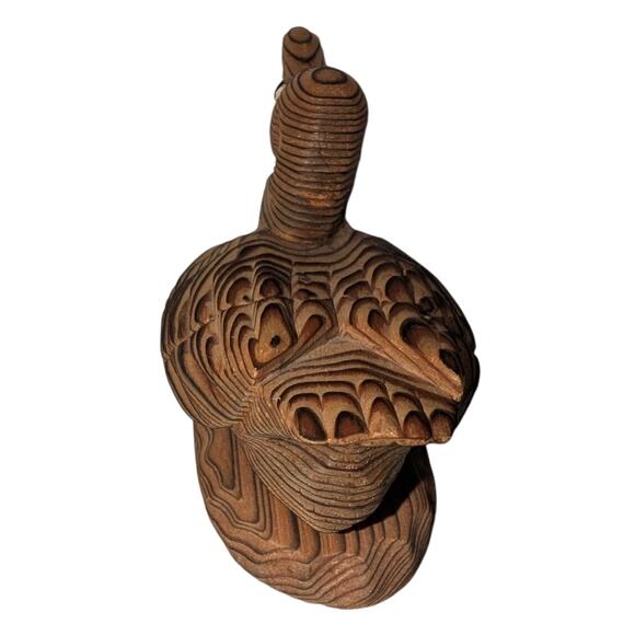 Vintage 1960s MCM Japanese Cryptomeria Hand Carved Wooden Duck - Picture 5 of 6